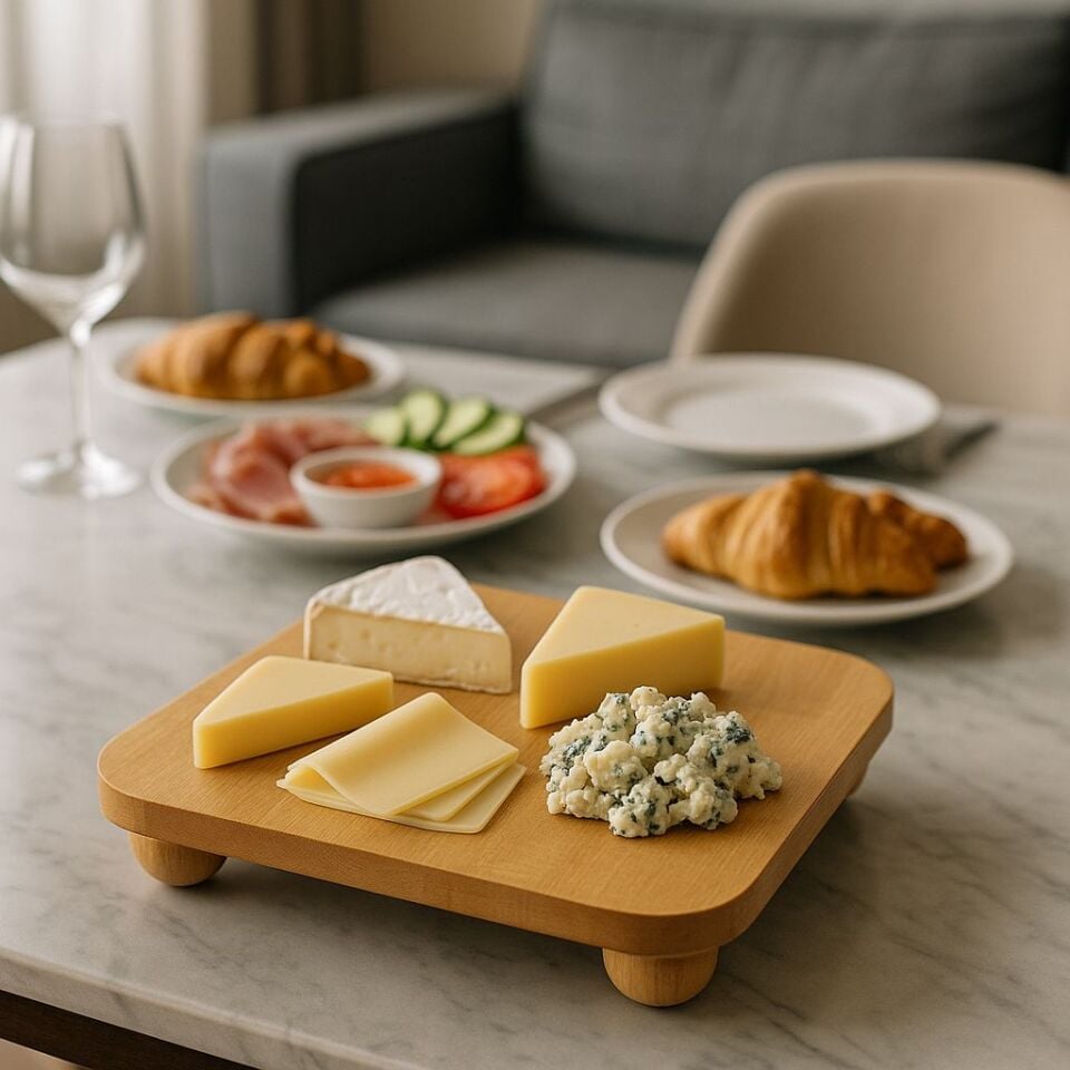 ENYAZA(2024) Bambu Top Ayaklı Sunumluk Kare 25x25 cm – Şık Pasta & Tatlı Kahvaltı Servis Tabağ